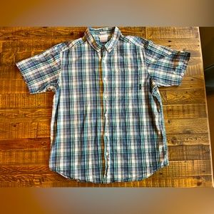 Columbia Mens Plaid Outdoor Regular Fit Button Down Shirt Large